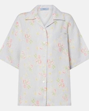 Prada Floral Linen Shirt - White