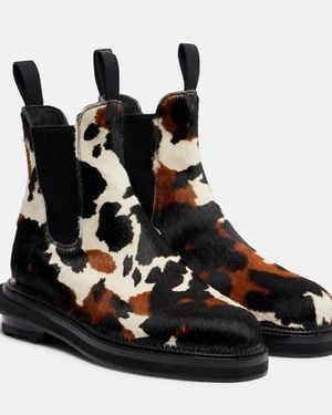 Sacai X J.M. Weston Calf Hair Ankle Boots - Black