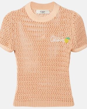 Chloé Crocheted Cotton Top - Natural