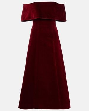 Emilia Wickstead Carita Off-Shoulder Cotton Velvet Midi Dress - Red