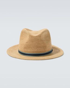 Borsalino Argentina Crochet Straw Fedora - Natural