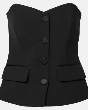 Veronica Beard Arlette Peplum Corset Top - Black