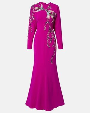 Costarellos Marla Crystal-Embellished Crepe Gown - Purple