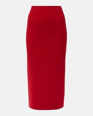 Alessandra Rich Wool Midi Skirt - Red