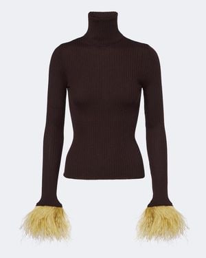 La DoubleJ Top En Cachemire Et Soie A Plumes - Marron