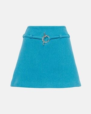 Ganni Wool-Blend Miniskirt - Blue