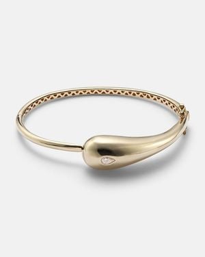 Mateo Water Droplet 14Kt Bangle With Diamond - Metallic