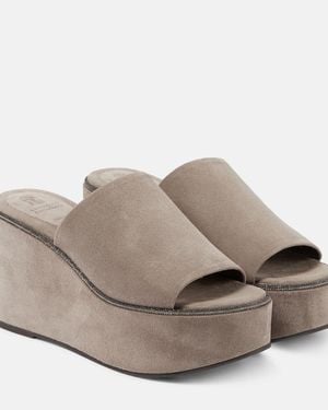 Brunello Cucinelli Classic High Mule - Gray