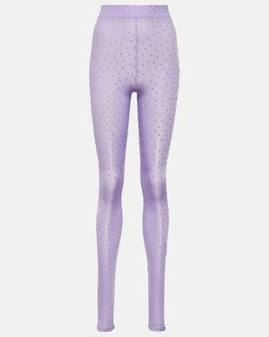 Alex Perry Crystal-Embellished Jersey Tights - Purple