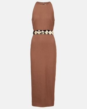 Veronica Beard Isla Embellished Midi Dress - Brown
