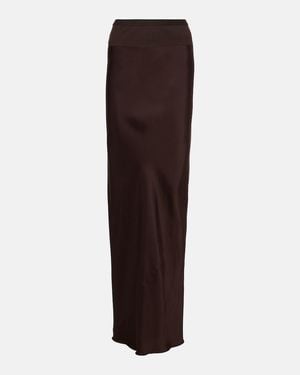 Rick Owens Satin Maxi Skirt - Brown