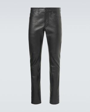 Tom Ford Leather Slim Pants - Gray