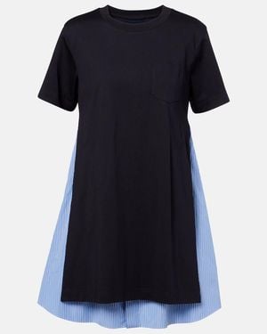Sacai Striped Cotton Minidress - Black