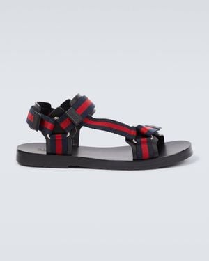 Gucci Web Leather Sandals - Black