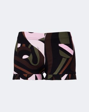 PUCCI Marmo Ruffled Jersey Shorts - Black