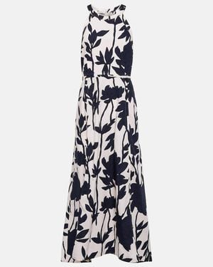 Brunello Cucinelli Floral Cotton Midi Dress - Blue