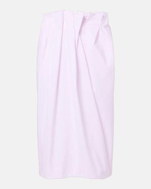 Simone Rocha Pleated Cotton Pencil Skirt - Pink