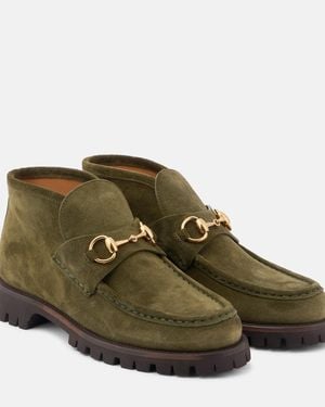 Gucci Botines de ante con Horsebit - Verde