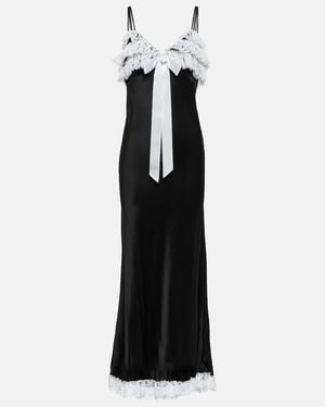 Rodarte Lace-Trimmed Silk Maxi Dress - Black