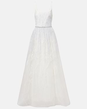 Elie Saab Embroidered Tulle Gown - White