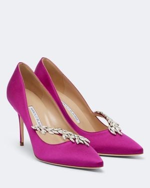 Manolo Blahnik Nadira Embellished Satin Pumps - Pink