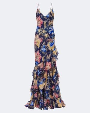 Etro Floral Ruffled Gown - Blue