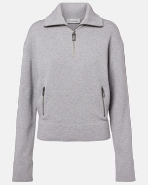 Victoria Beckham Jersey De Lana Y Cachemir Con Cremallera Parcial - Gris