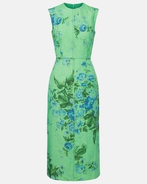Erdem Floral Linen Midi Dress - Green