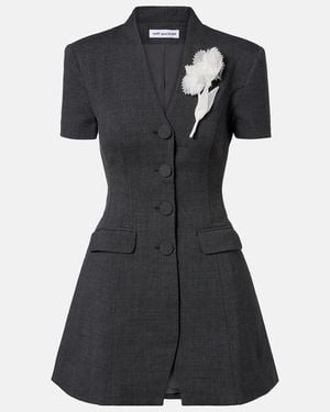 Self-Portrait Floral-Applique Minidress - Black