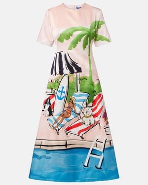 LEO LIN Caroline Cotton And Silk Midi Dress - Green