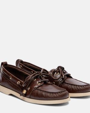 Golden Goose Leather Boat Shoes - Brown
