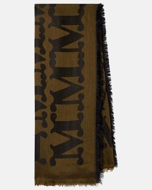 Max Mara Monogram Jacquard Wool And Silk Scarf - Green