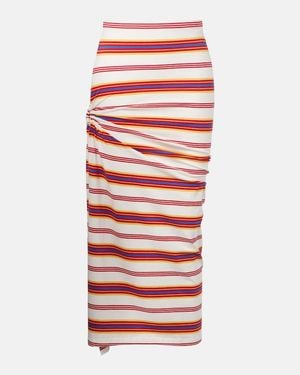 Rabanne Gathered Striped Cotton-Blend Maxi Skirt