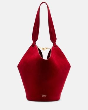 KHAITE Lotus Mini Suede Tote Bag - Red