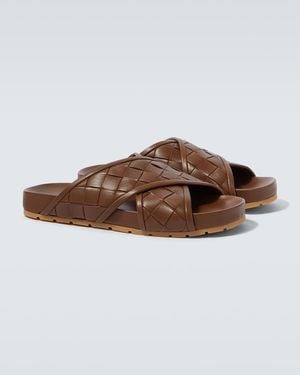 Bottega Veneta Mules Tarik En Cuir Intrecciato - Marron