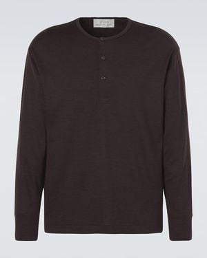 Studio Nicholson Top Henley Kuyto En Laine - Noir