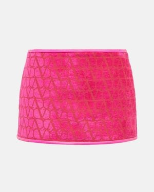 Valentino Toile Iconographe Velvet Miniskirt - Pink