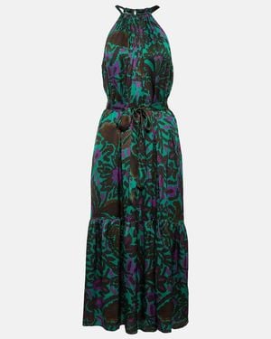 Velvet Kareese Printed Satin Midi Dress - Green