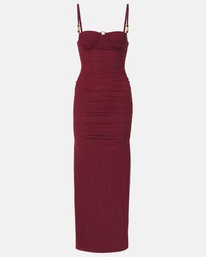 SIR. Toni Ruched Mesh Maxi Dress - Red
