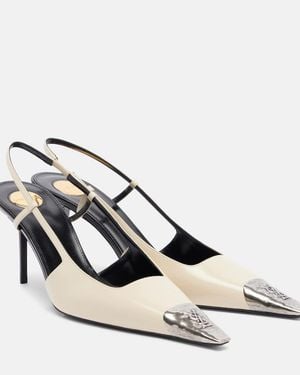 Saint Laurent Jeanne Leather Slingback Court Shoes - Metallic