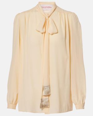 Valentino Silk Crepe De Chine Shirt - Natural