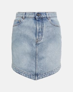 Alexandre Vauthier Minifalda En Denim Adornada - Azul