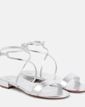 Christian Louboutin Miss Choca Metallic Leather Sandals - White