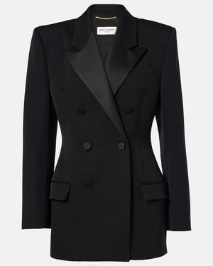 Saint Laurent Wool Grain De Poudre Tuxedo Jacket - Black
