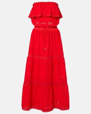 Melissa Odabash Caroline Broderie Anglaise Cotton Midi Dress - Red