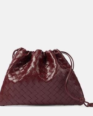 Bottega Veneta Dustbag Medium Leather Clutch - Red