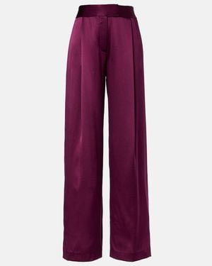The Sei High-Rise Silk Wide-Leg Pants - Red
