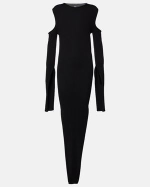 Rick Owens Caped Wool Maxi Dress - Black