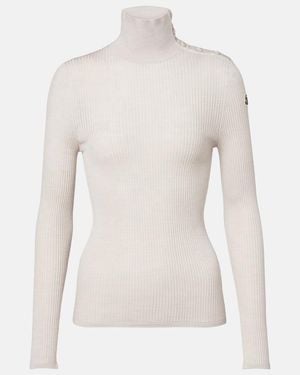 Moncler Pullover Aus Rippstrick - Weiß