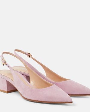 Gianvito Rossi Piper 45 Suede Slingback Pumps - Pink
